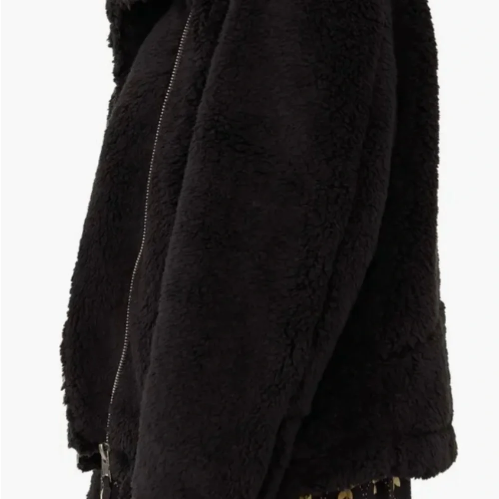 Free People So Cozy slouchy moto black fleece teddy jacket size Small - Picture 3 of 13